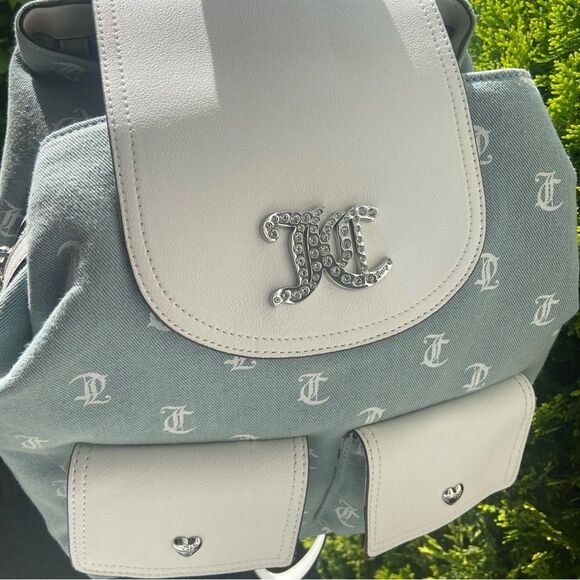 Juicy Couture Backpack - Light Blue and White - Rhinestone Logo - Picture 2 of 8